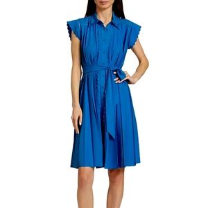ELIE TAHARI MARLOWE EMBROIDERED SHIRTDRESS BLUE IVY DRESS SIZE XL $495